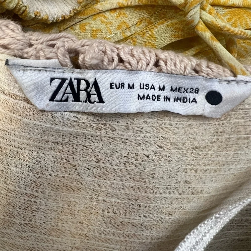 Zara Yellow and Cream Crochet Dress - Picture 8 of 9